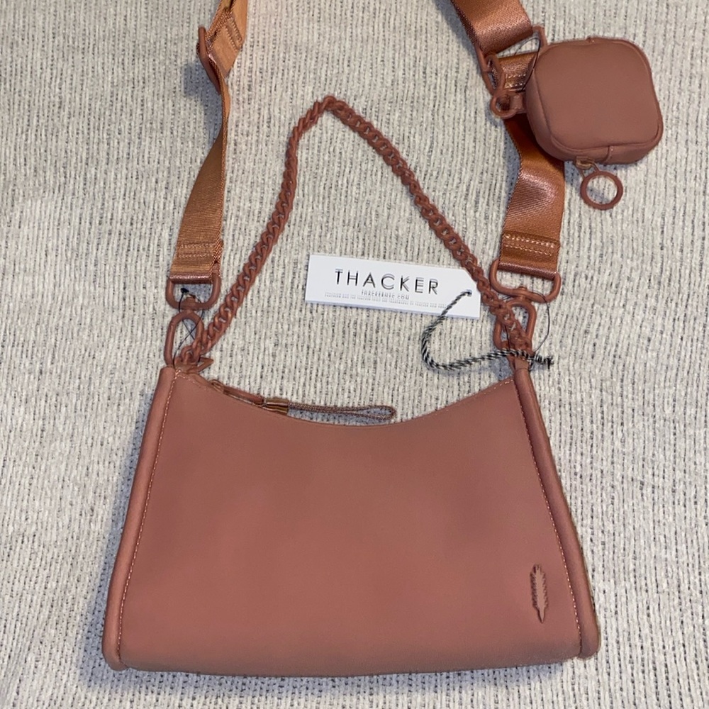 NEW Thacker Gigi Neoprene Top Zip convertible Crossbody Bag, blush **NWOT**